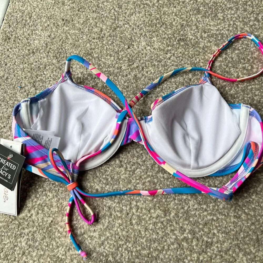NWT Salt + Cove Swim sz M Medium‎ Neon Juniors 80s Underwire Bra Bathing suit